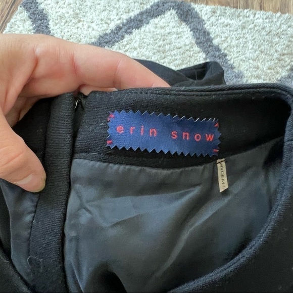 Erin Snow Black Wool Pleated Fit and Flare Dress - Picture 8 of 11